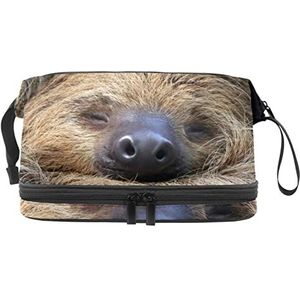 Grote capaciteit reizen cosmetische tas,Make-up tas,Waterdichte make-up tas Organizer, dierlijke luiaard, Meerkleurig, 27x15x14 cm/10.6x5.9x5.5 in