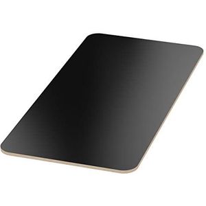 AUPROTEC Tafelblad 18 mm zwart 800 mm x 600 mm rechthoekige multiplex plaat melamine gecoat van 40 cm-200 cm selecteerbaar hoeken Radius 100 mm berken-multiplex platen: 80x60 cm