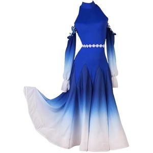 FZHQNZJF Standaard Balzaaljurken voor Dames Professionele Wals Dans Wedstrijdrok Tango Foxtrot Danskleding Vlamencokostuums met Open Rug Optredens Kostuums,E,L