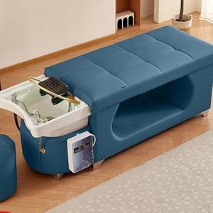 MegLob Hoofd Spa-Bed, Schoonheidssalon Thaise Massageshampoo Bed, Ergonomische Hoofdzorgbehandeling Voor Spa-Resort, Massagetafel Met U-Vormige Watermassage,Blauw