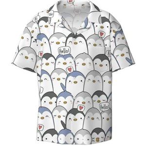 YJxoZH Leuke Pinguïn Print Heren Jurk Shirts Casual Button Down Korte Mouw Zomer Strand Shirt Vakantie Shirts, Zwart, M