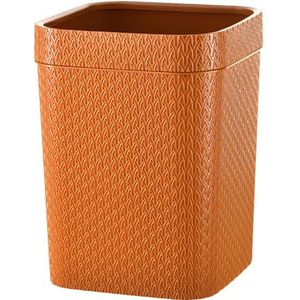 Vierkante prullenbak Rieten afvalmand Vuilnisbak Prullenbak Recyclemand Bin Recyclingbak for Badkamer Slaapkamer Keuken Thuis en op kantoor Oranje (Color : Orange)