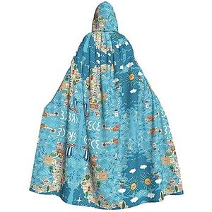 DEXNEL Griekenland Kaart 59 ""Hooded Cape Unisex Halloween Mantel Voor Duivel Heks Tovenaar Halloween Cosplay, Dress Up