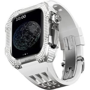 OFWAX Horloge Modificatie Kit, Voor Apple Watch 8 7 45mm Upgrade Vervangen Horlogeband Onderdelen, Titanium Horloge Case FKM Horloge Strap Luxe Horloge Case en Band Modificatie Kit, 45MM, agaat