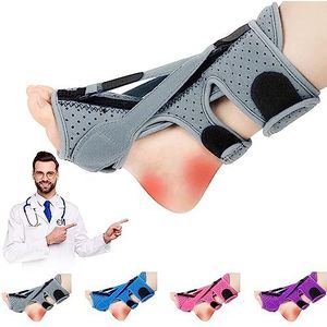 DERJLY Plantaire fasciitis nachtspalk, plantaire fasciitis reliëfarmband met 3 verstelbare riemen (grijs)