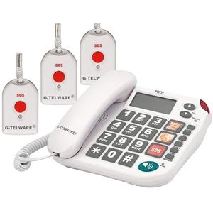 G-TELWARE®PRO+()(wereldprimeur) Stilte SOS-technologie senioren telefoon Noodoproep 2024s/ SOSParam.einstellb. - 3 Handsender mit Schlaufe, Satingrau, PRO+