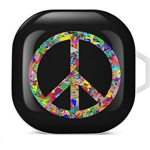 Peace Logo Oordopjes Hoesje Compatibel met Samsung Hard Shell Beschermhoes Wit-Stijl
