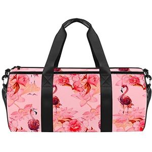 Cake Cherry Travel Duffle Bag Sport Bagage met Rugzak Tote Gym Tas voor Mannen en Vrouwen, Flamingo Dier Roze, 45 x 23 x 23 cm / 17.7 x 9 x 9 inch