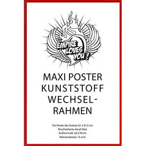 empireposter wissellijst van het merk Maxi-Poster van de grootte 61x91,5 cm van kunststof, naar keuze zwart/zilver/wit- 15 mm profiel met acrylglas rood