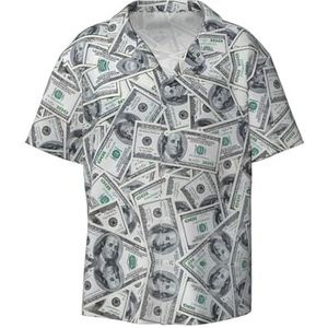 YQxwJL Grijs Golf Streep Print Mens Casual Button Down Shirts Korte Mouw Rimpel Gratis Zomer Jurk Shirt met Zak, Grappig Dollar Geld, XXL