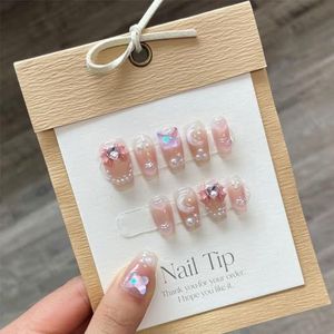 10 stuks handgemaakte pers op nagels kort draagbaar herbruikbaar professionele kunstnagels met strass diamant nagelkunst (Color : 802-S)