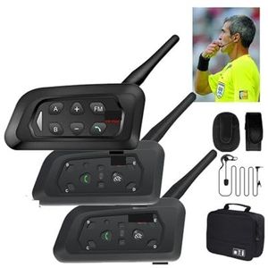 Draadloze intercoms, V4C PLUS +V6C PROx2 Voetbal 3 Scheidsrechter Intercom Headset 1200M Voetbal Full Duplex Conferentie Intercom +Handtas voor thuis, zakelijk of op kantoor