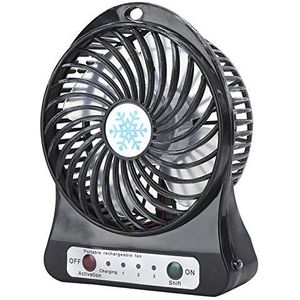 Tafelventilator, Intelligente Bediening Mini-bureauventilator, Draagbaar voor Buitenbed (Zwart)
