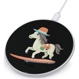 Paard met Hoed Draadloze Lader Draagbare Draadloze Lader Ronde Draadloze Opladen Pad Telefoon Oplader