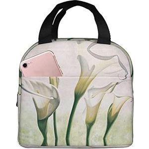 JYQCNSMJYB2 Schoonheid bloemen print geïsoleerde lunchbox voor vrouwen en mannen, lichte duurzame draagtas voor kantoor, werk, school