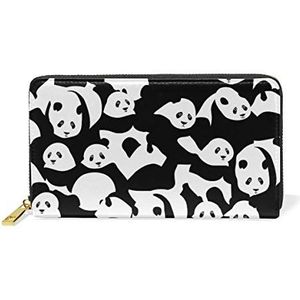 Witte kunst zwarte panda portemonnee echt lederen rits munt telefoon portemonnee koppeling voor vrouwen