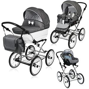 SaintBaby Silver 06 3-in-1 retrokinderwagen set buggy babyzitje en Isofix Optioneel Candy met babyzitje