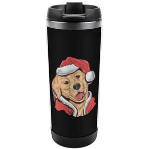 Santa Golden Retrieve Travel Mok Rvs Koffie Cup Isolatie Tumbler Thermische Mok voor Thee Sap