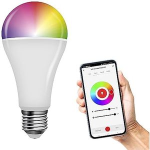 EMOS GoSmart Smart Home RGB LED-lamp A65 met app, E27, dimbaar, meerkleurig en wittinten, 1400 lm, zuinig, 14 W (in plaats van 94 W gloeilamp), 20.000 uur, compatibel met ZigBee, Google Home en Alexa