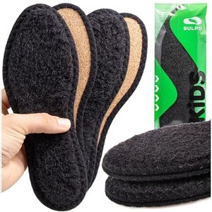 SULPO 2 paar winterinlegzolen - zachte, warme inlegzolen schapenwol en kurk - schokdemping dankzij natuurlijke kurk - dikke thermo - zwarte winterinlegzolen - 43