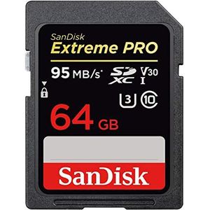 SanDisk Extreme PRO 64GB SDXC UHS-I Memory Card tot 95 MB/sec, klasse 10, U3, V30 (gereviseerd)