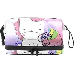 Grote capaciteit reizen cosmetische tas,Make-up tas,Waterdichte make-up tas organizer, eenhoorn roze, Meerkleurig, 27x15x14 cm/10.6x5.9x5.5 in