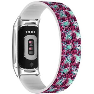 RYANUKA Solo Loop band compatibel met Fitbit Charge 5 / Fitbit Charge 6 (Cool Nice Paars Roze Retro) rekbare siliconen band band accessoire, Siliconen, Geen edelsteen