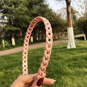 Eenvoudige, modieuze haarband, haarsieraad voor dames en meisjes, mat, snoepkleur, ketting (roze)