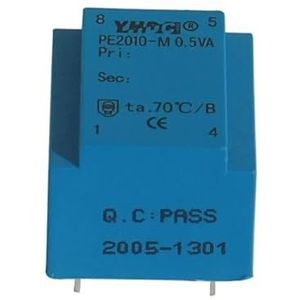 PE2010-M elektrische scheidingsconverter voor printplaatmontage 0,5 VA 220 V / 6 V/7,5 V/9 V/12 V/15 V/18 V/24 V (maat: 0,5 VA-220 V-15 V)