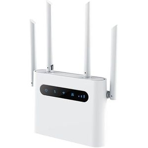 HOSAYA Draagbare 4G-simkaart, LTE CPE 32 wifi-modem, 32 wifi-gebruikers, 3 RJ45-poorten, vier grote antennes, desktop/wandmontage, router met hotspot-functie