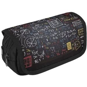 VFKLT Wiskunde en natuurkunde etui dubbellaags etui etui grote capaciteit pennenzak dubbele rits draagbare pennenetui make-up tas voor mannen vrouwen reizen zakelijk kantoor, Wit, Eén maat, Potlood