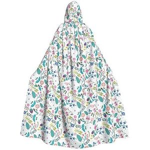 Bxzpzplj Gekleurde Doodle Bloemen Print Hooded Mantel Lange Voor Carnaval Cosplay Kostuums 185cm, Carnaval Fancy Dress Cosplay
