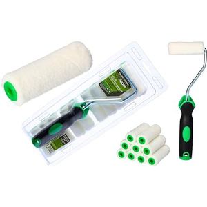 ToolSpace 10x Verfroller Velours 7 cm Lakrollen met Rubberen Handgreep, Rollerkwast voor Verfwerkzaamheden en Renovatie, Oplosmiddelbestendig Rollers voor lak op waterbasis