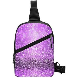 Sling Rugzak Borst Tas Grappige Stoute Schaap Tong Schattig Dier Anti Diefstal Crossbody Schoudertas Dagrugzak Outdoor Sport Reizen Wandelen voor Mannen Vrouwen, Sprankelend paars glitter, Chest