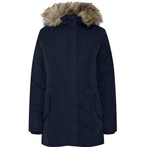 OXMO Loka Winterparka voor dames, met bontcapuchon, gevoerd met hoogsluitende kraag, Total Eclipse (194010)., XL