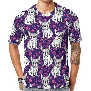 Schattig huis honden patroon mannen korte mouw grafisch T-shirt ronde hals print casual tee tops 4XL
