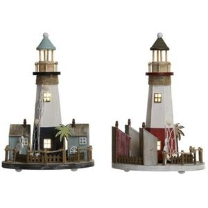 ESPRIT - Verlichte Decoratie - Hout Aluminium - Koplamp - Blauw Rood Multicolour - LED Licht - 2 Stuks