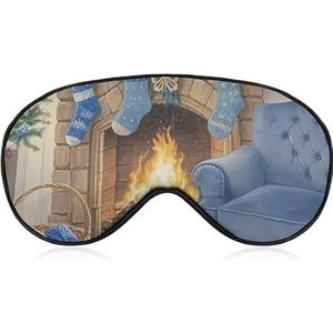 Ademend oogmasker blauw kerst bedrukt zachte slaap oogmaskers met verstelbare riem ooglapjes lichtblokkerende oogmasker voor kantoor, dutje reizen