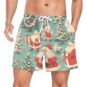 Niigeu Cartoon Xmas Santa Claus mannen zwembroek shorts sneldrogend met zakken, Leuke mode, M