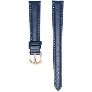 De kijkbands van mannen 14/16/18/20mm Lederen Armband Dames Zachte Horlogeband Plain Horloges Band Pin Gesp horlogeband (Color : Dark Blue Rosegold_18mm)