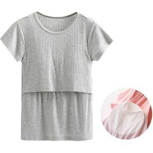 Zwangerschapstanktop Zwangerschapsvoedingstops for dames Sweatshirt met korte mouwen for zwangerschap en postpartumkleding(Color:Gray,Size:M)