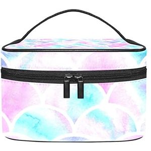 Make-up Organizer Bag, Reizen Make-up Tas Organizer Case Draagbare Cosmetische Tas voor Vrouwen en Meisjes Toiletries Roze Zeemeermin Visweegschalen, Meerkleurig, 22.5x15x13.8cm/8.9x5.9x5.4in
