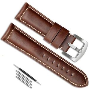 dayeer Lederen horlogeband voor Panerai PAM111/fossil/Breitling horlogeketting riemaccessoires vervanging (Color : Brown silver, Size : 22mm)