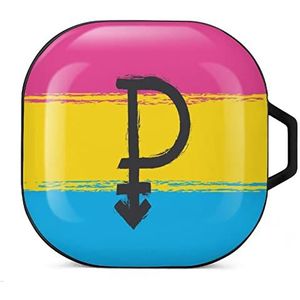 Pansexual Pride Symbool en vlag oordopjes hoesje compatibel met Samsung Hard Shell Beschermhoes Zwart-stijl