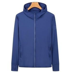 UPF50+ Zonweringsjas voor dames en heren, sportkleding, ijzige zijden leren jas voor wandelingen, reizen en sportvissen, donkerblauw, 4XL