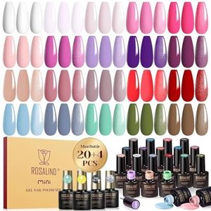 ROSALIND UV Nagellack Set, 24 Stück Gel Nagellack Weiß Rosa Rot Lila Grün