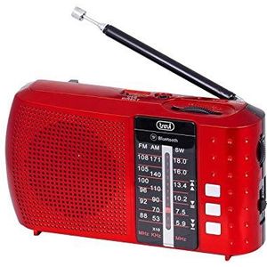 Trevi RA 7F20 BT Multi-Band Draagbare Radio met Bluetooth, USB, MicroSD, Oplaadbare Batterij rood