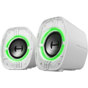 Edifier G1000 II desktopcomputerspeakers, 2,5-inch full-range driver en verbeterde bas, dynamische RGB-verlichting, Bluetooth/USB-C/AUX, gaming speakers voor pc/PS5/Switch (wit)