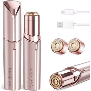 KRADAA Pijnloze gezichtshaarverwijderaar voor vrouwen, draagbaar apparaat voor gezicht, bovenlip, kin, oplaadbaar via USB, inclusief 2 x reservekoppen