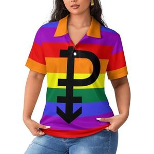 Pansexual Flag LGBT Pride Poloshirts met korte mouwen voor dames, casual T-shirts met kraag, golfshirts, sportblouses, tops, M